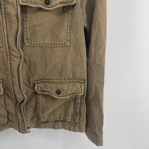 Free People distressed full zip mock neck field utility army jacket sz M - Picture 4 of 8